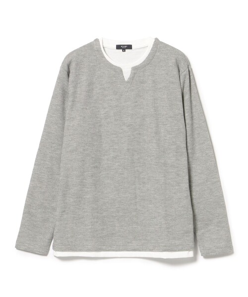 BEAMS HEART(ビームスハート)の「畦編み キーネック フェイクレイヤー カットソー(Tシャツ/カットソー・メンズ・グレー/ネイビー・S/M/L/XL)」の17枚目の写真