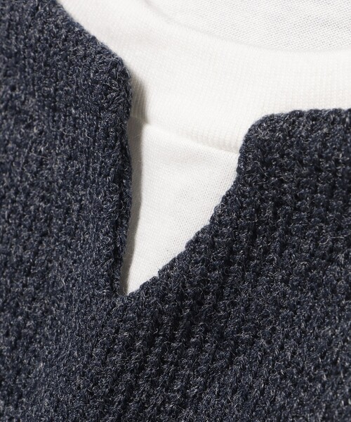 BEAMS HEART(ビームスハート)の「畦編み キーネック フェイクレイヤー カットソー(Tシャツ/カットソー・メンズ・グレー/ネイビー・S/M/L/XL)」の21枚目の写真
