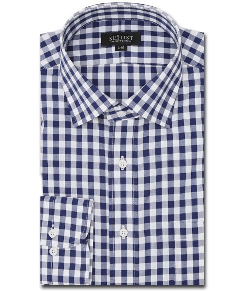 スーティスト 綿100% 形態安定 ウオッシャブル ワイドカラー ビジネスドレス長袖シャツ(ビジネスシャツ)|TAKA-Q(タカキュー)