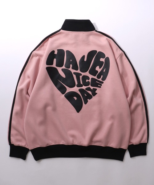 セール】ハートロゴバックプリント 裏起毛ハーフジップ