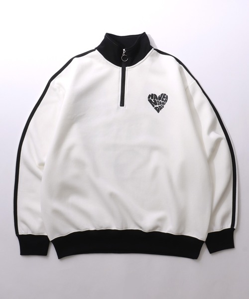 セール】ハートロゴバックプリント ハーフジップ裏起毛