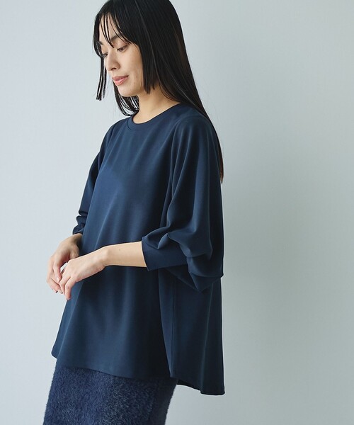 RONEL(ロネル)の「イージージョーゼットボリュームスリーブプルオーバー(Tシャツ/カットソー・レディース・ネイビー/ライトグレー/オフホワイト/ブラック・S/M/L)」の4枚目の写真