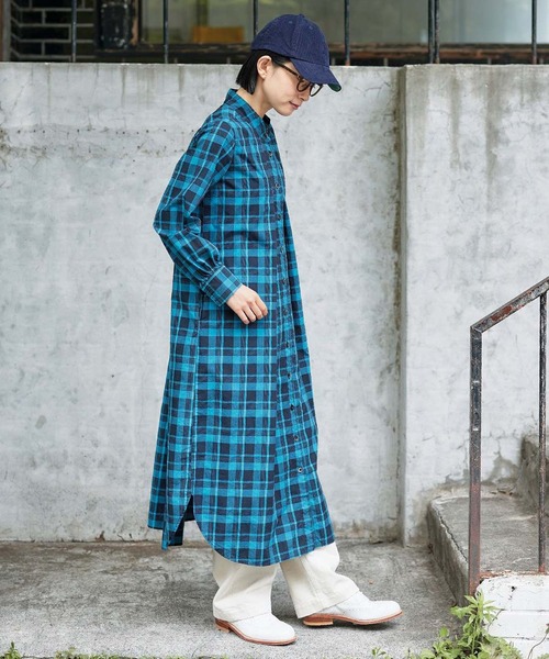 Sunny clouds（サニークラウズ）の「サニークラウズ　ターコイズなチェックワンピース〈レディース〉（シャツワンピース・レディース・ブルー・XX-LARGE/X-LARGE/LARGE/MEDIUM/NM）」の3枚目の写真