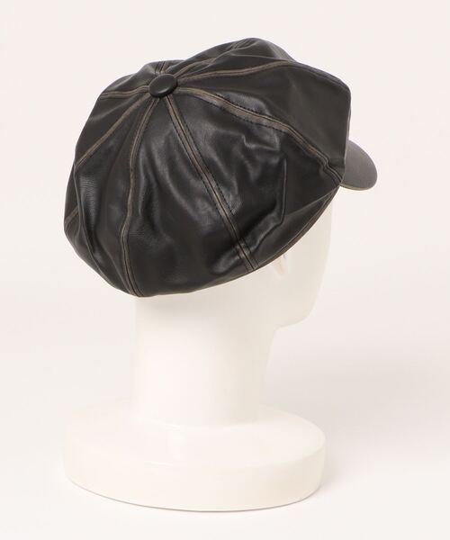 SPINNS（スピンズ）の「ヴィンテージライク合皮ステッチキャスケット（キャスケット・メンズ・ブラック・ONESIZE）」の2枚目の写真