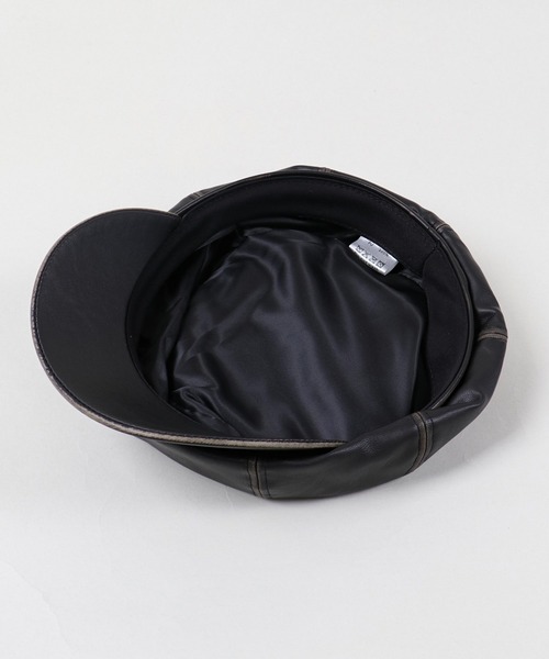 SPINNS（スピンズ）の「ヴィンテージライク合皮ステッチキャスケット（キャスケット・メンズ・ブラック・ONESIZE）」の8枚目の写真