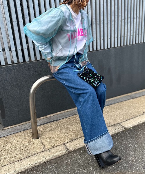 mi via loca(ミヴィアロカ)の「【2WAY】配色チュール レイヤード ボリュームスリーブトップス(シャツ/ブラウス・レディース・グレー/ブルー/ブラック/ボルドー・FREE)」の9枚目の写真