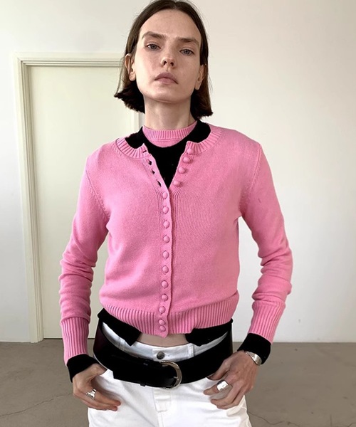 SANSeLF（サンセルフ）の「【LONSLAN】メニーボタンコンパクトカーディガン sanwl24a022（カーディガン/ボレロ・レディース・ピンク/ブラック/ブルー・FREE）」の3枚目の写真