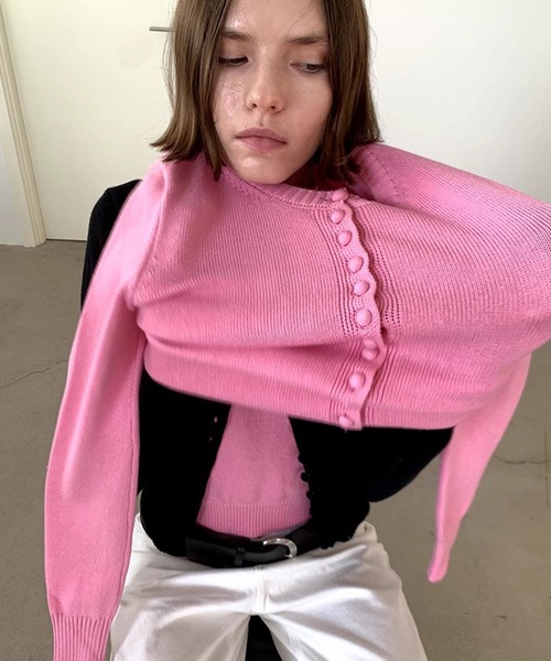 SANSeLF（サンセルフ）の「【LONSLAN】メニーボタンコンパクトカーディガン sanwl24a022（カーディガン/ボレロ・レディース・ピンク/ブラック/ブルー・FREE）」の22枚目の写真