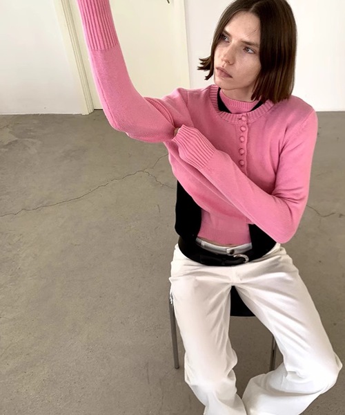 SANSeLF（サンセルフ）の「【LONSLAN】メニーボタンコンパクトカーディガン sanwl24a022（カーディガン/ボレロ・レディース・ピンク/ブラック/ブルー・FREE）」の17枚目の写真