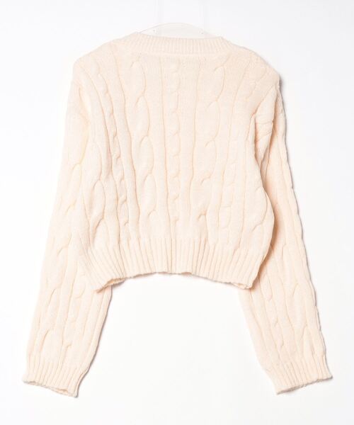 gossip！ロサンゼルス（ゴシップロサンゼルス）の「ほっこり&暖か。クロップド丈ケーブル編み ニット プルオーバー/セーター（ニット/セーター・レディース・ブラック/オフホワイト/ブルーグレー・FREE）」の16枚目の写真