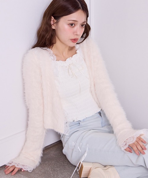 セール】レースフェザーカーディガン（カーディガン/ボレロ）｜one
