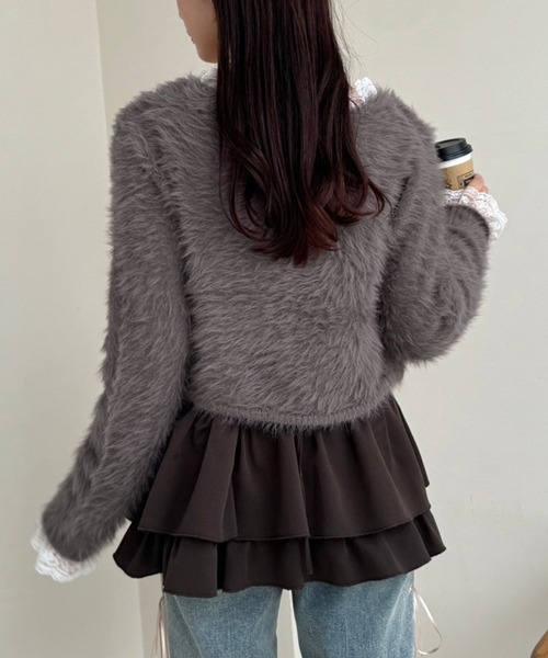 one after another NICE CLAUP（ワンアフターアナザーナイスクラップ）の「レースフェザーカーディガン（カーディガン/ボレロ・レディース・モカ/ベージュ/オフホワイト/チャコールグレー・FREE）」の17枚目の写真