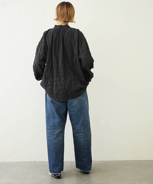 JOURNAL STANDARD LUXE(ジャーナルスタンダード ラックス)の「シャーリングチェック フリルパフブラウス(シャツ/ブラウス・レディース・ホワイト/チャコールグレー・FREE)」の7枚目の写真