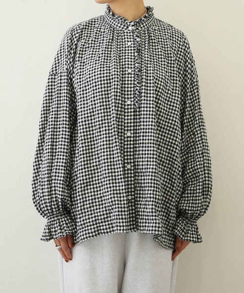 journal standard luxeシャーリングチェックフリルパフブラウス JOURNAL STANDARD LUXE（ジャーナルスタンダード ラックス）の
