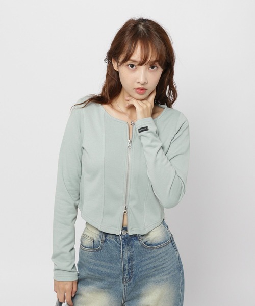 3.3 Field Trip (3.3フィールドトリップ)の「3.3 Field Trip/キリカエ ジップカーディガン(カーディガン/ボレロ・レディース・ベージュ/チャコール/ブルー・FREE)」の3枚目の写真