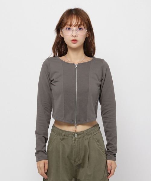 3.3 Field Trip (3.3フィールドトリップ)の「3.3 Field Trip/キリカエ ジップカーディガン(カーディガン/ボレロ・レディース・ベージュ/チャコール/ブルー・FREE)」の19枚目の写真