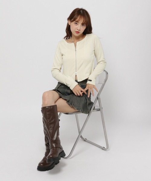 3.3 Field Trip (3.3フィールドトリップ)の「3.3 Field Trip/キリカエ ジップカーディガン(カーディガン/ボレロ・レディース・ベージュ/チャコール/ブルー・FREE)」の4枚目の写真