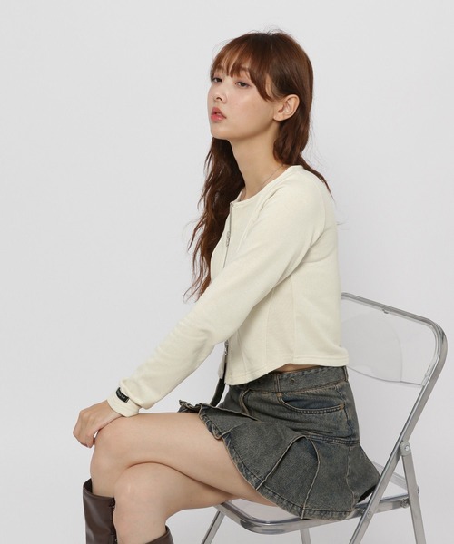 3.3 Field Trip (3.3フィールドトリップ)の「3.3 Field Trip/キリカエ ジップカーディガン(カーディガン/ボレロ・レディース・ベージュ/チャコール/ブルー・FREE)」の8枚目の写真