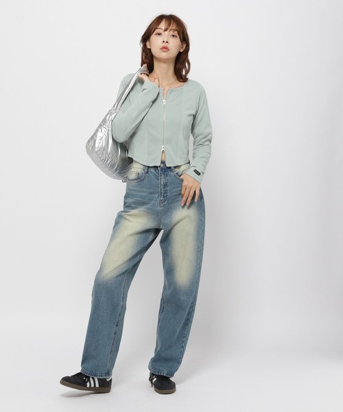 3.3 Field Trip (3.3フィールドトリップ)の「3.3 Field Trip/キリカエ ジップカーディガン(カーディガン/ボレロ・レディース・ベージュ/チャコール/ブルー・FREE)」の9枚目の写真