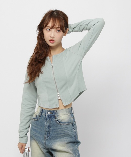 3.3 Field Trip (3.3フィールドトリップ)の「3.3 Field Trip/キリカエ ジップカーディガン(カーディガン/ボレロ・レディース・ベージュ/チャコール/ブルー・FREE)」の12枚目の写真