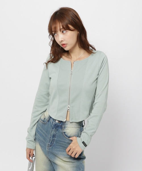 3.3 Field Trip (3.3フィールドトリップ)の「3.3 Field Trip/キリカエ ジップカーディガン(カーディガン/ボレロ・レディース・ベージュ/チャコール/ブルー・FREE)」の13枚目の写真