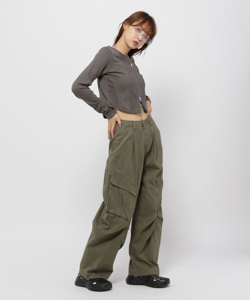 3.3 Field Trip (3.3フィールドトリップ)の「3.3 Field Trip/キリカエ ジップカーディガン(カーディガン/ボレロ・レディース・ベージュ/チャコール/ブルー・FREE)」の15枚目の写真