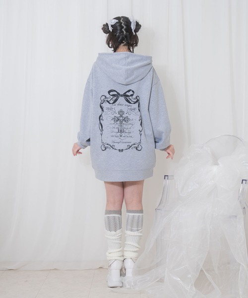 ハニーシナモン angel heart ジップパーカー グレー 裏起毛フリルパーカーセットアップ – BUNNY APARTMENT