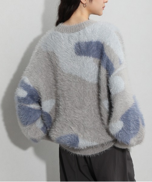 NOGLE(ノグル)の「【NOGLE/ノグル】シャギーデザインオーバーニット(ニット/セーター・レディース・グレー/アイボリー/ブラック/ライトグレー・FREE)」の14枚目の写真