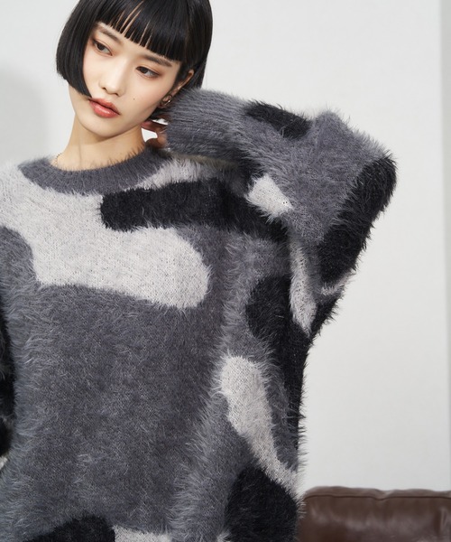 NOGLE(ノグル)の「【NOGLE/ノグル】シャギーデザインオーバーニット(ニット/セーター・レディース・グレー/アイボリー/ブラック/ライトグレー・FREE)」の20枚目の写真