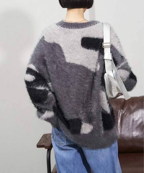 NOGLE(ノグル)の「【NOGLE/ノグル】シャギーデザインオーバーニット(ニット/セーター・レディース・グレー/アイボリー/ブラック/ライトグレー・FREE)」の22枚目の写真