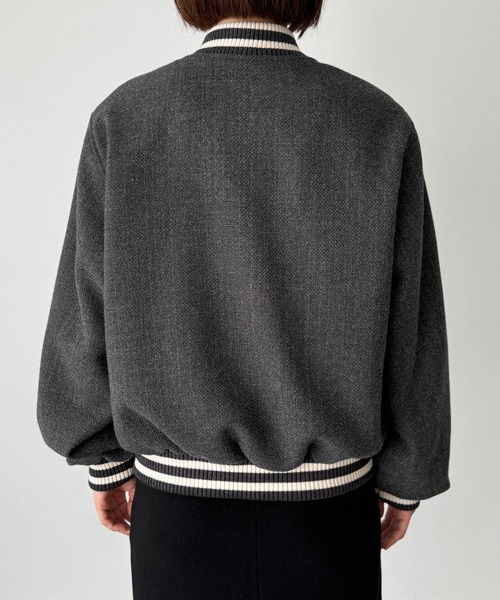 CANAL JEAN（キャナルジーン）の「CALL MY NAME　ウール混スタジャン（スタジャン・レディース・チャコールグレー/キャメル・ONE SIZE）」の11枚目の写真