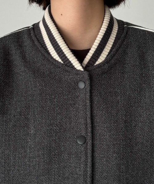 CANAL JEAN（キャナルジーン）の「CALL MY NAME　ウール混スタジャン（スタジャン・レディース・チャコールグレー/キャメル・ONE SIZE）」の12枚目の写真