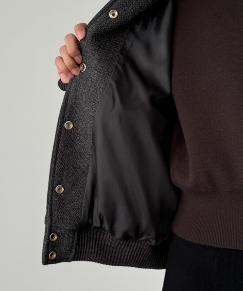 CANAL JEAN（キャナルジーン）の「CALL MY NAME　ウール混スタジャン（スタジャン・レディース・チャコールグレー/キャメル・ONE SIZE）」の14枚目の写真