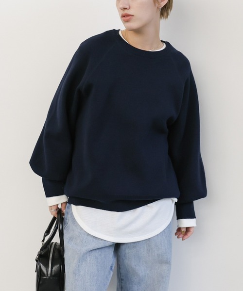 洗える】スウェットライクニットプルオーバー（ニット/セーター  