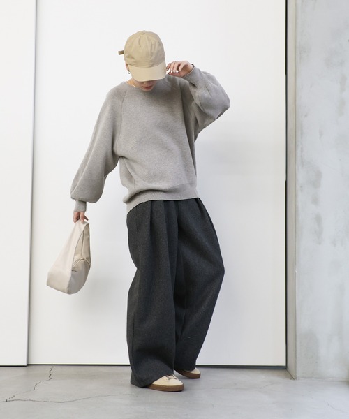 select MOCA(セレクトモカ)の「【洗える】スウェットライクニットプルオーバー(ニット/セーター・レディース・グレー/オフホワイト/ネイビー・FREE)」の14枚目の写真