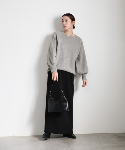 select MOCA(セレクトモカ)の「【洗える】スウェットライクニットプルオーバー(ニット/セーター・レディース・グレー/オフホワイト/ネイビー・FREE)」の4枚目の写真
