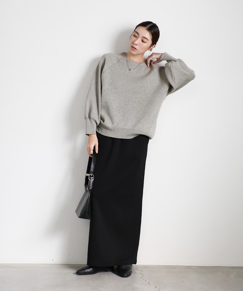 select MOCA(セレクトモカ)の「【洗える】スウェットライクニットプルオーバー(ニット/セーター・レディース・グレー/オフホワイト/ネイビー・FREE)」の8枚目の写真