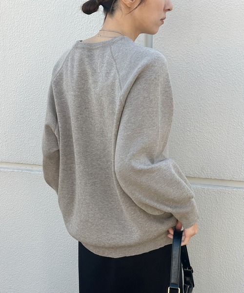 select MOCA(セレクトモカ)の「【洗える】スウェットライクニットプルオーバー(ニット/セーター・レディース・グレー/オフホワイト/ネイビー・FREE)」の11枚目の写真
