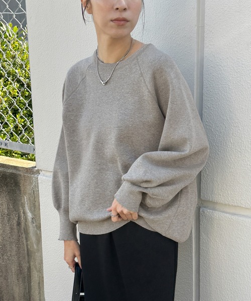 select MOCA(セレクトモカ)の「【洗える】スウェットライクニットプルオーバー(ニット/セーター・レディース・グレー/オフホワイト/ネイビー・FREE)」の9枚目の写真