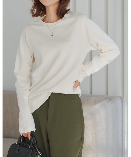 KOBE LETTUCE（コウベレタス）の「[ 選べるサイズ M/L/XL ] コットンブレンドあったかロンT（Tシャツ/カットソー・レディース・ホワイト/ボルドー/ブラック/アイボリー系・L/M/XL）」の5枚目の写真