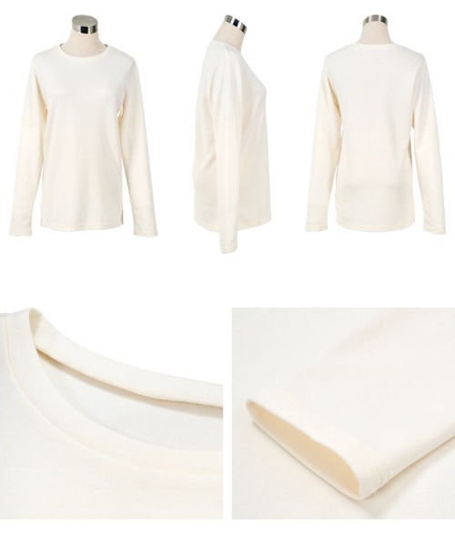 KOBE LETTUCE（コウベレタス）の「[ 選べるサイズ M/L/XL ] コットンブレンドあったかロンT（Tシャツ/カットソー・レディース・ホワイト/ボルドー/ブラック/アイボリー系・L/M/XL）」の12枚目の写真