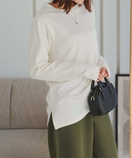 KOBE LETTUCE（コウベレタス）の「[ 選べるサイズ M/L/XL ] コットンブレンドあったかロンT（Tシャツ/カットソー・レディース・ホワイト/ボルドー/ブラック/アイボリー系・L/M/XL）」の22枚目の写真