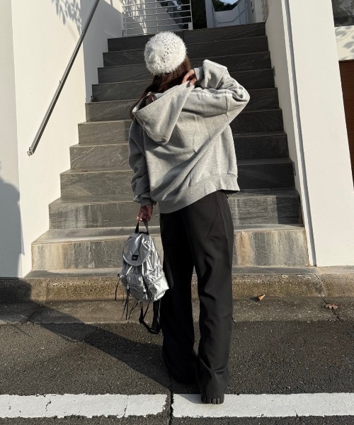 nemne store（ネンネストア）の「【Seoup】裏起毛レースジップアップフーディ（パーカー・レディース・杢グレー/ブラック・SMALL/MEDIUM）」の15枚目の写真