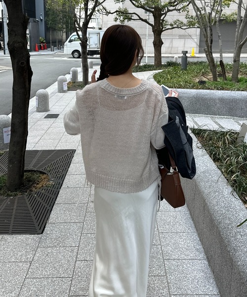 INTER FACTORY(インターファクトリー)の「azusa - チュールドッキングローゲージニット made in INTER FACTORY(ニット/セーター・レディース・グレー/ホワイト・FREE)」の3枚目の写真
