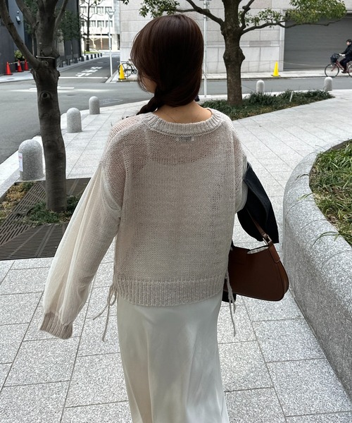 INTER FACTORY(インターファクトリー)の「azusa - チュールドッキングローゲージニット made in INTER FACTORY(ニット/セーター・レディース・グレー/ホワイト・FREE)」の5枚目の写真