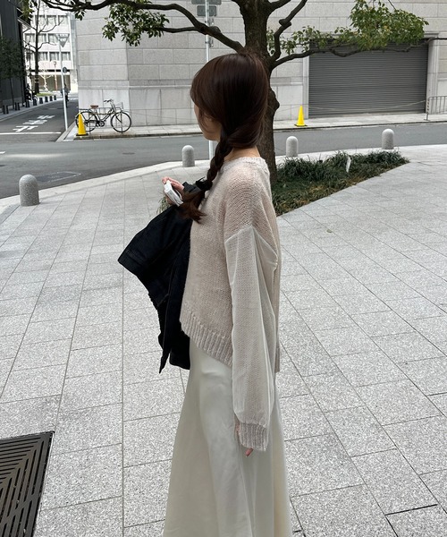 INTER FACTORY(インターファクトリー)の「azusa - チュールドッキングローゲージニット made in INTER FACTORY(ニット/セーター・レディース・グレー/ホワイト・FREE)」の8枚目の写真