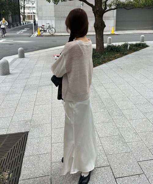 INTER FACTORY(インターファクトリー)の「azusa - チュールドッキングローゲージニット made in INTER FACTORY(ニット/セーター・レディース・グレー/ホワイト・FREE)」の9枚目の写真