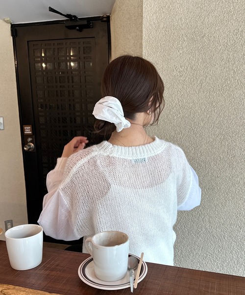 ニット セーター azusa - チュールドッキングローゲージニット made in INTER FACTORY レディース セール】azusa - チュールドッキングローゲージニット made in