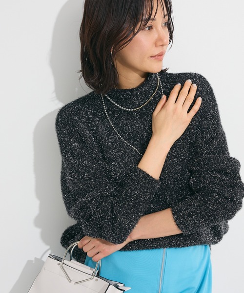 Petit fleur（プチフルール）の「・Petit Fleur ラメタートルニット（ニット/セーター・レディース・ピンク/ブラック/アイボリー・FREE）」の3枚目の写真