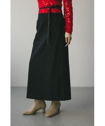 スランティングストリングデニムスカート